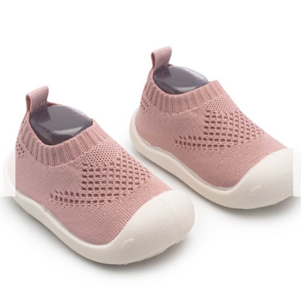2 Tiny Feet Mauve Knitted‎ Breathable Non-Slip Baby Shoe-Socks ,15 US 6-12 Mths